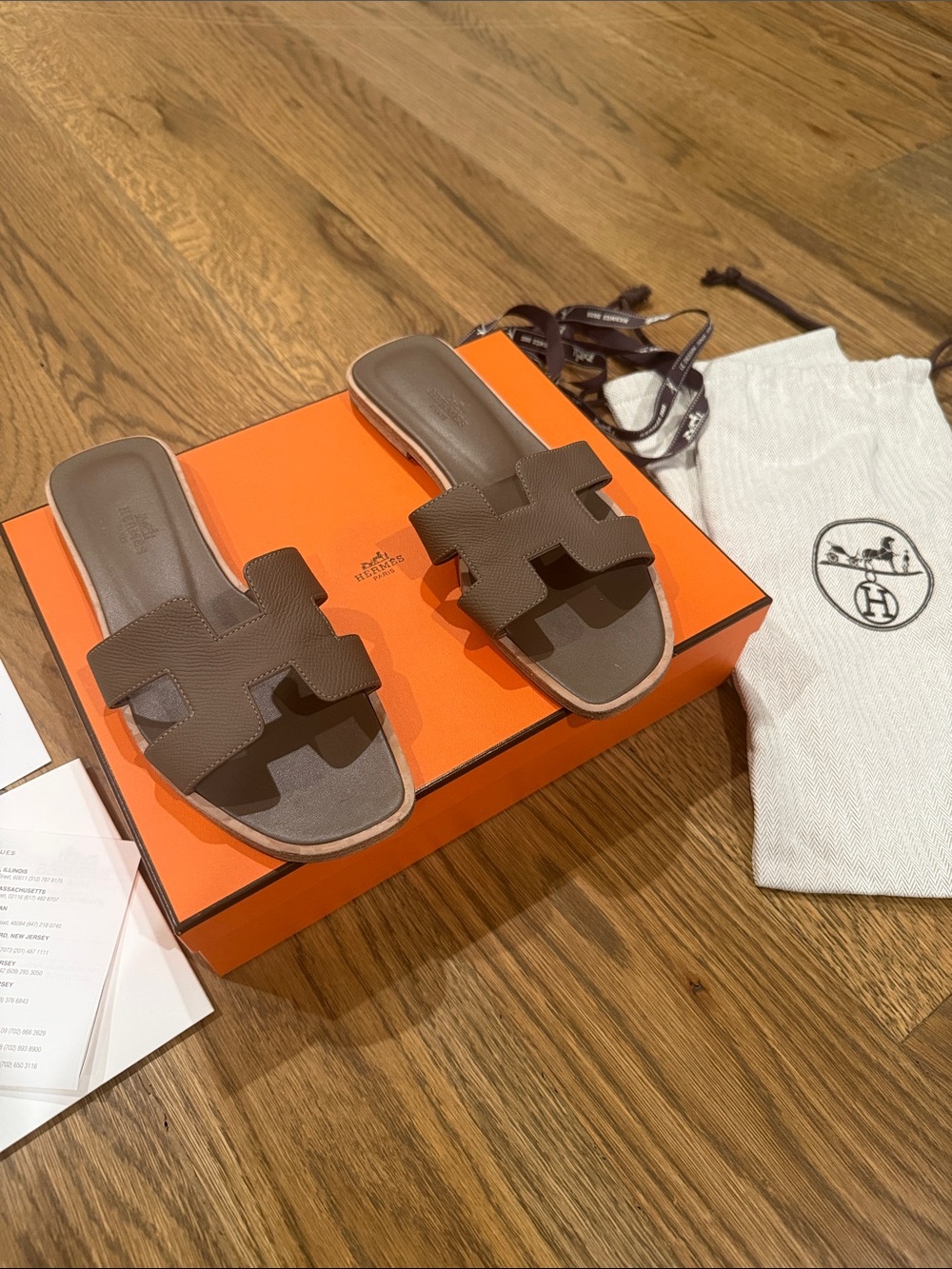Hermes Oran Etoupe Sandals
